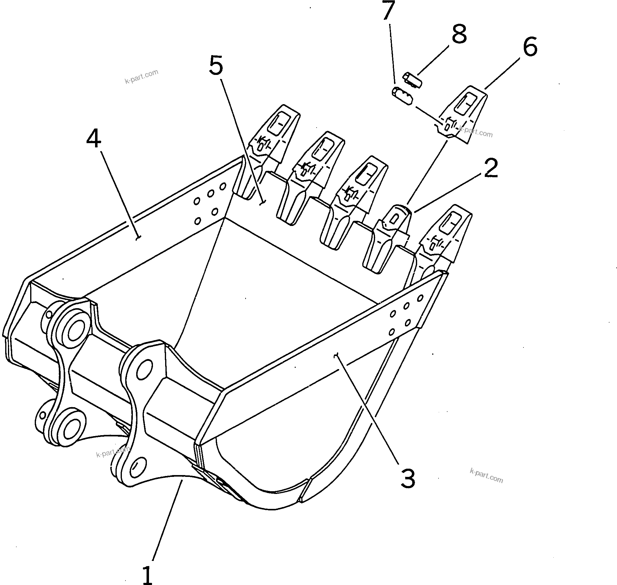 Komatsu parts book diagram for PC300-6Z S/N 30001-UP: BUCKET ? 1.2M3 ? 1340MM (VERTICAL PIN TYPE)