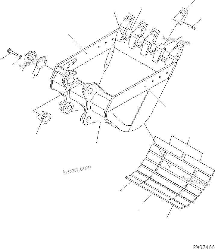 Komatsu parts book diagram for PC300-6Z S/N 30001-UP: BUCKET ? 1.2M3 ? 1340MM (HEAVY DUTY) (HORIZONTAL PIN TYPE)         (WITH ADJUSTING)(#33001-)