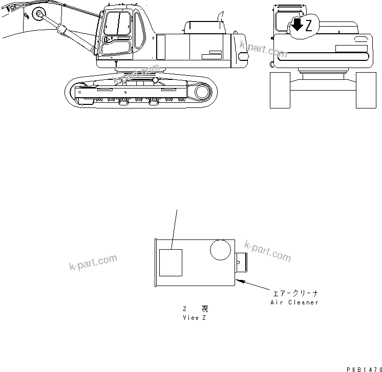 Komatsu parts book diagram for PC300-6Z S/N 30001-UP: PLATE (AIR CLEANER ? DOUBLE ELEMENT) (JAPANESE)