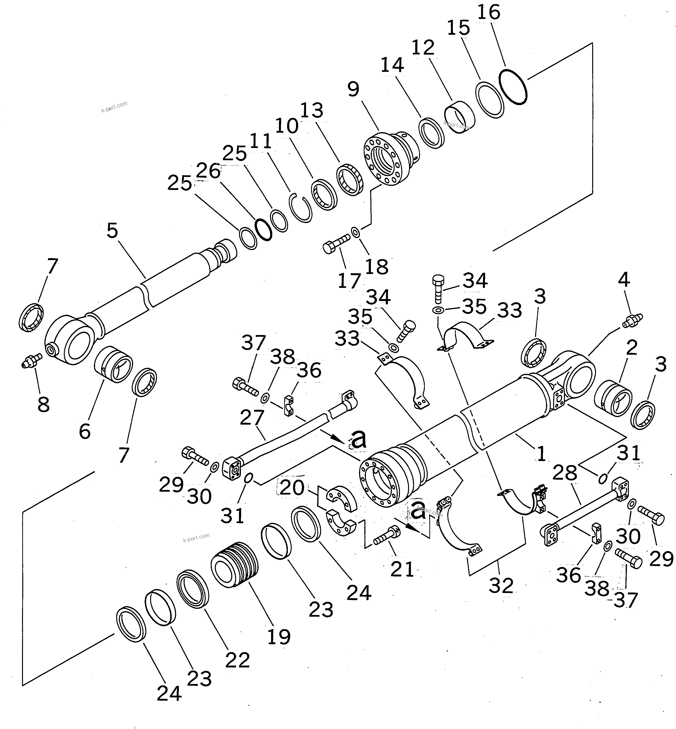 Komatsu parts book diagram for PC300-6Z S/N 30001-UP: BUCKET CYLINDER(#30001-32999)
