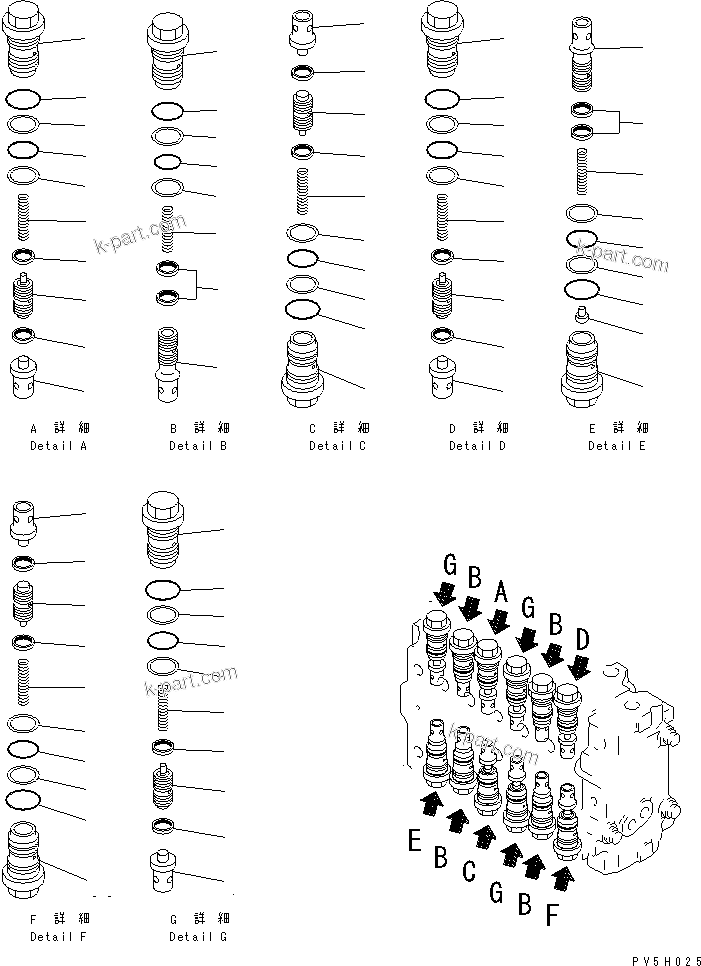 Komatsu parts book diagram for PC300-6Z S/N 30001-UP: MAIN VALVE (1-ACTUATOR) (3/12)(#33799-)