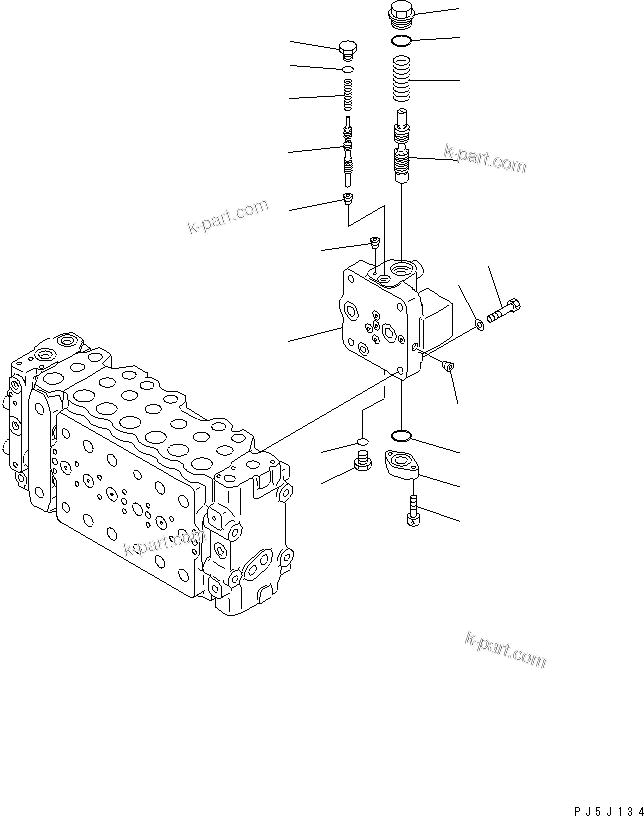 Komatsu parts book diagram for PC300-6Z S/N 30001-UP: MAIN VALVE (1-ACTUATOR) (10/12)(#30139-)