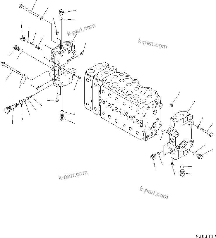 Komatsu parts book diagram for PC300-6Z S/N 30001-UP: MAIN VALVE (2-ACTUATOR) (4/15)(#33001-)
