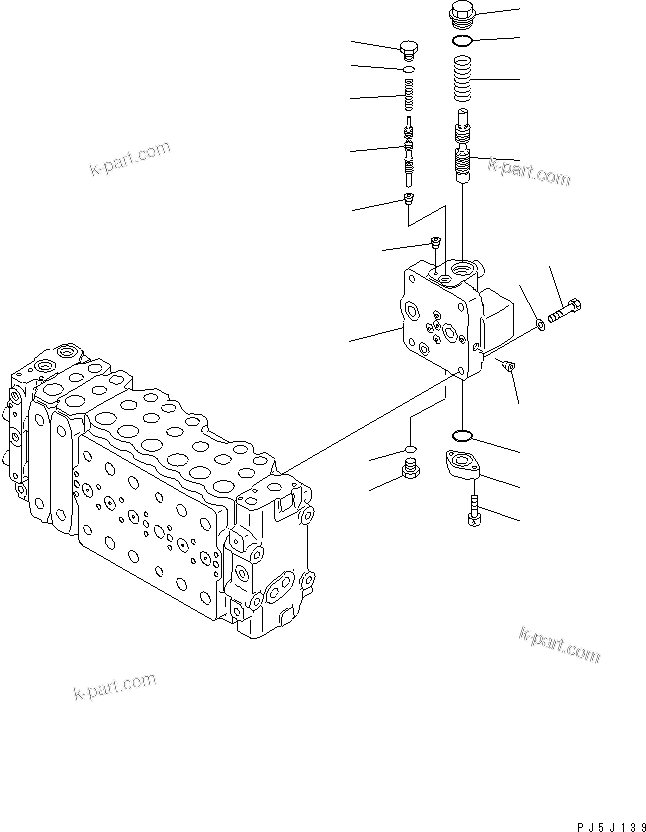 Komatsu parts book diagram for PC300-6Z S/N 30001-UP: MAIN VALVE (2-ACTUATOR) (10/15)(#30893-)