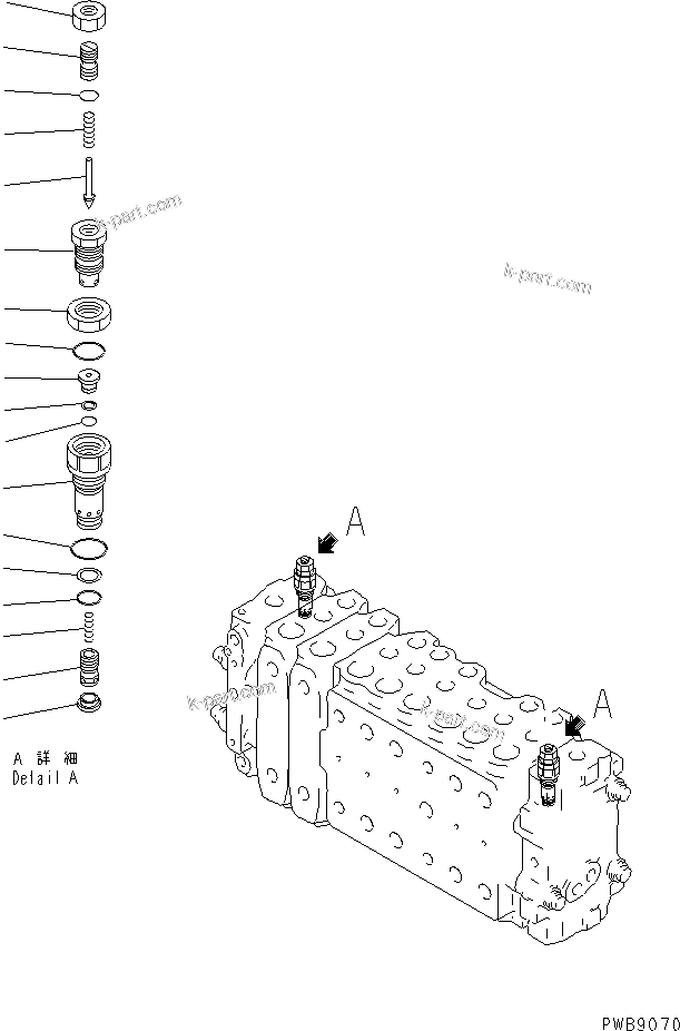 Komatsu parts book diagram for PC300-6Z S/N 30001-UP: MAIN VALVE (2-ACTUATOR) (6/15)(#30893-)