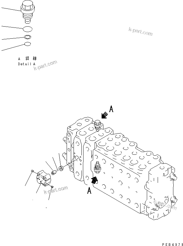 Komatsu parts book diagram for PC300-6Z S/N 30001-UP: MAIN VALVE (2-ACTUATOR) (15/15)(#30893-)