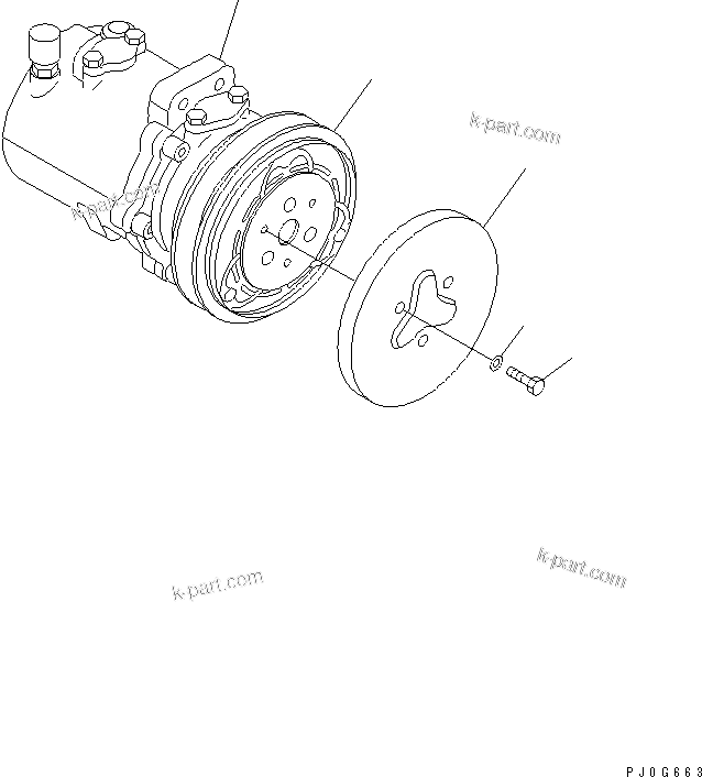 Komatsu parts book diagram for PC300-6Z S/N 30001-UP: AIR COMPRESSOR UNIT (FOR AIR CONDITIONER)(#30001-32999)