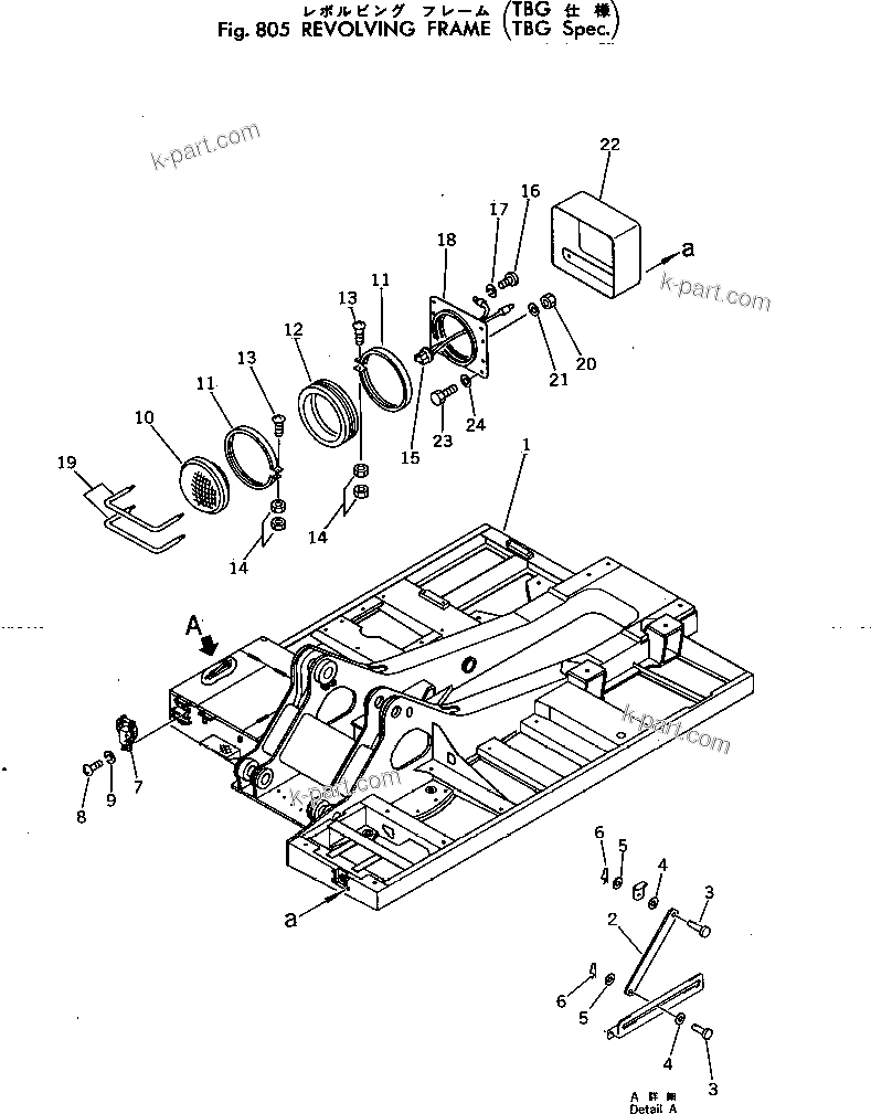 Komatsu parts book diagram for PC300-2 S/N 11001-UP: REVOLVING FRAME (TBG SPEC.)