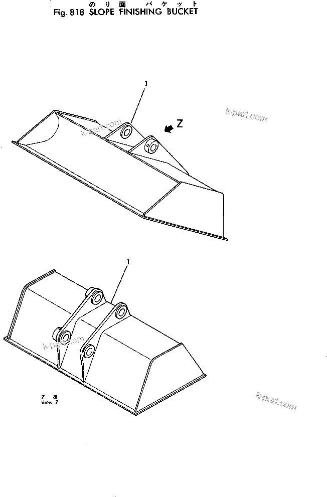 Komatsu parts book diagram for PC300-2 S/N 11001-UP: SLOPE FINISHING BUCKET
