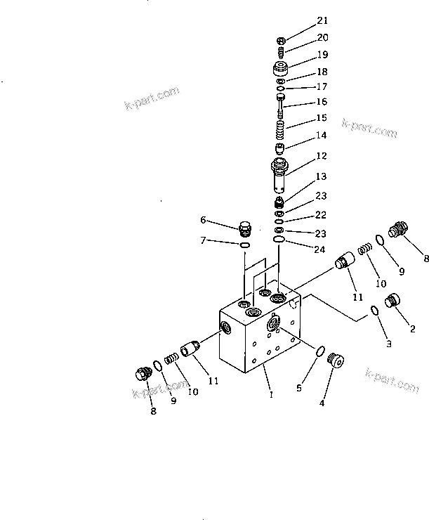 Komatsu parts book diagram for PC300-2 S/N 11001-UP: SWING MOTOR BRAKE VALVE (FOR U.S.A.)(#11387-)