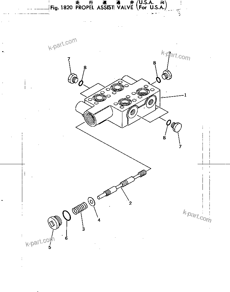 Komatsu parts book diagram for PC300-2 S/N 11001-UP: PROPEL ASSIST VALVE (FOR U.S.A.)