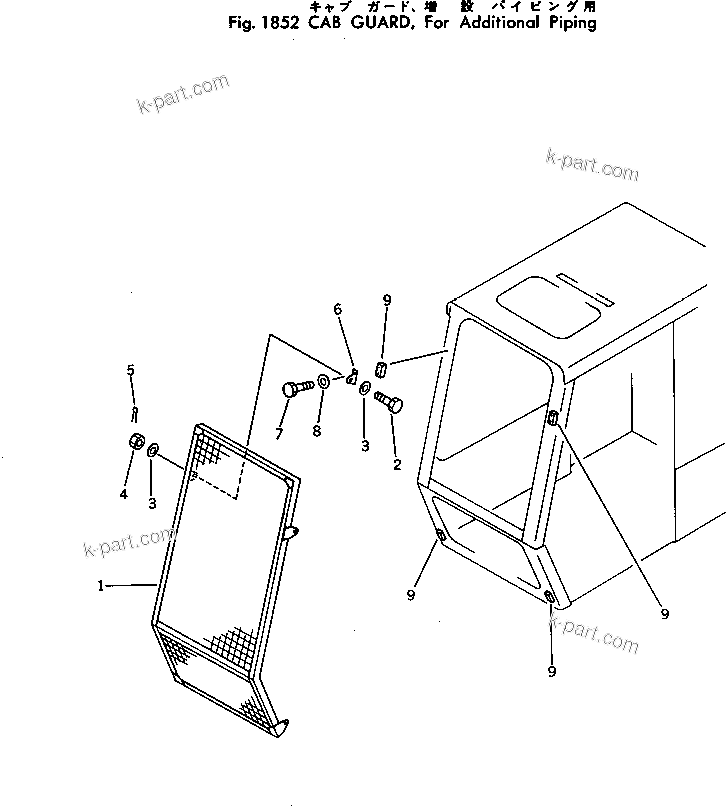 Komatsu parts book diagram for PC300-2 S/N 11001-UP: CAB GUARD ? FOR ADDITIIONAL PIPING