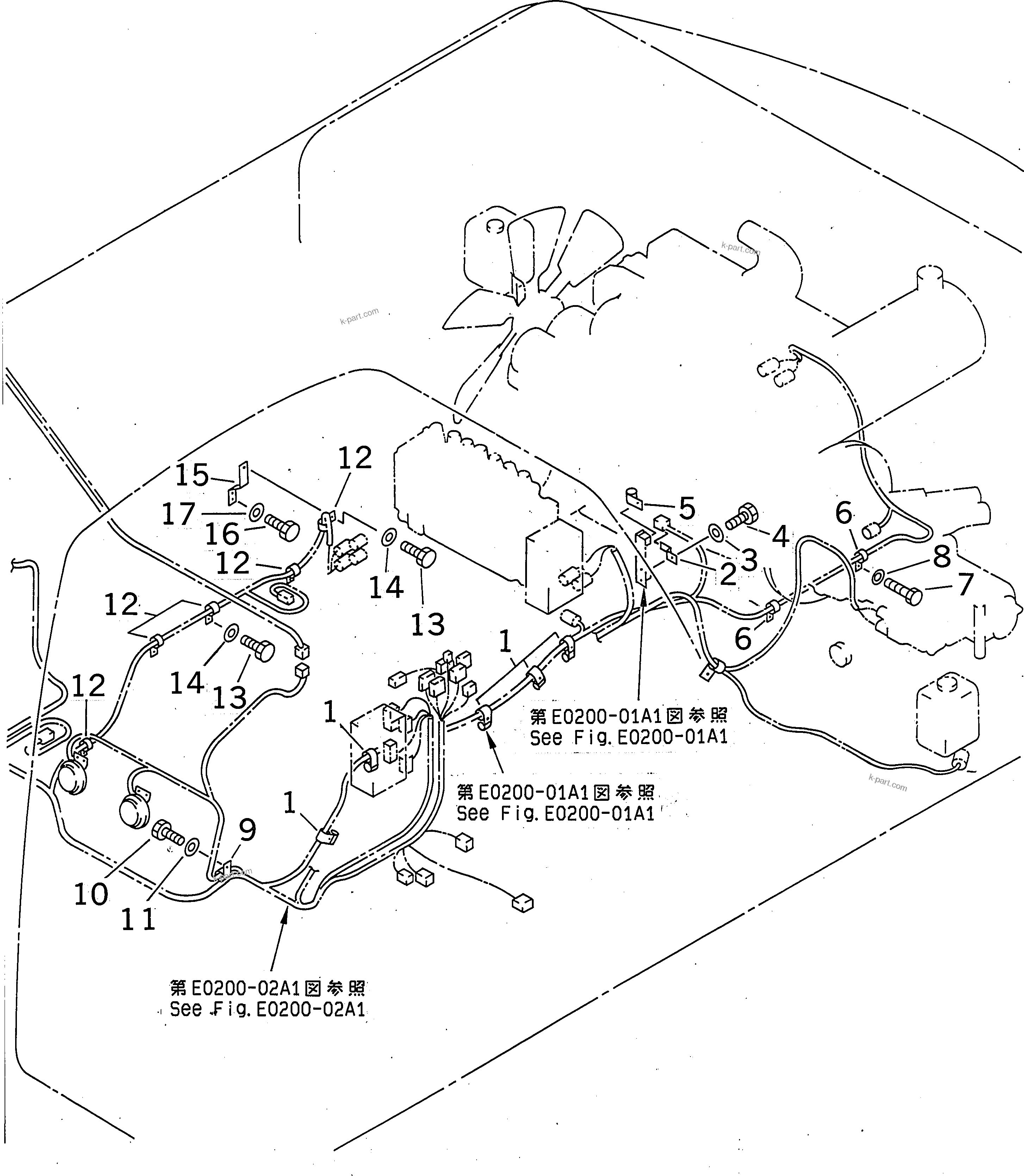 Komatsu parts book diagram for PC300-6Z S/N 30001-UP (Custom Spec.): WIRING (MAIN HARNESS) (CLIP) (MECHANICAL GOVERNOR CONTROL)(#30139-32999)