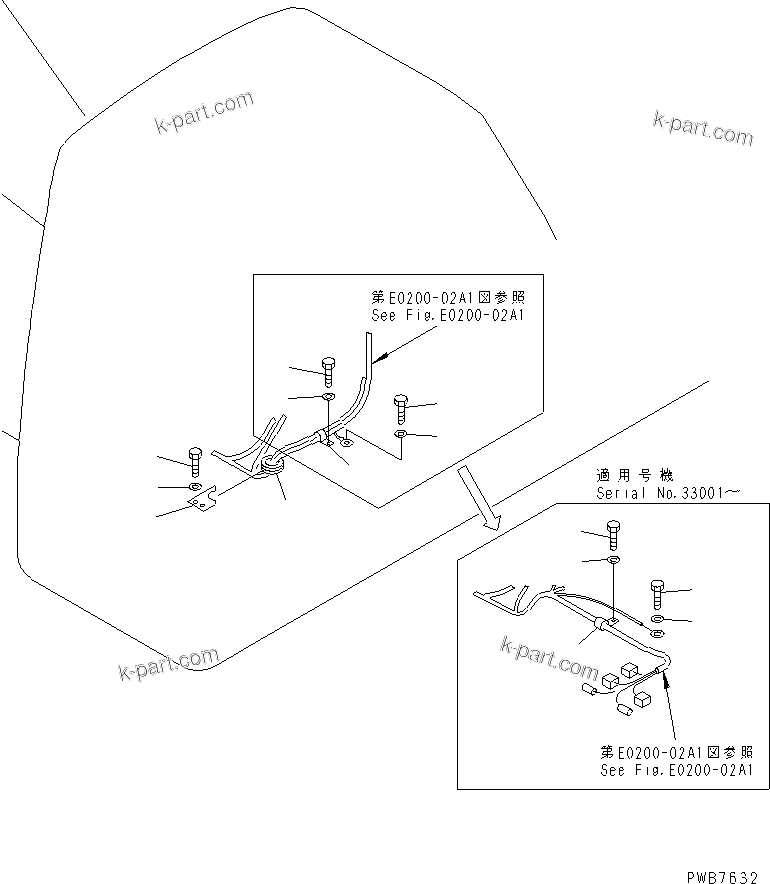 Komatsu parts book diagram for PC300-6Z S/N 30001-UP (Custom Spec.): WIRING (CLAMP)(#30139-)