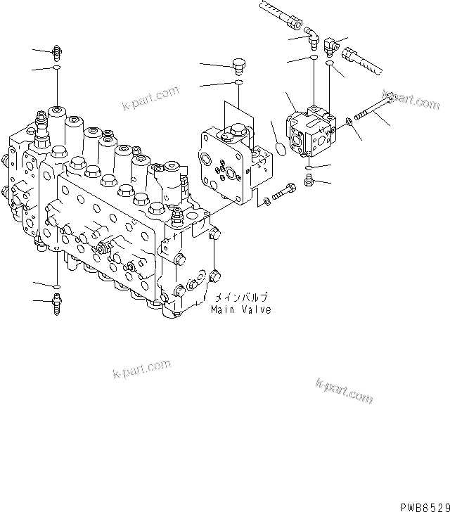 Komatsu parts book diagram for PC300-6Z S/N 30001-UP (Custom Spec.): MAIN VALVE (PLUG) (1 ACTUATOR)(#33001-)