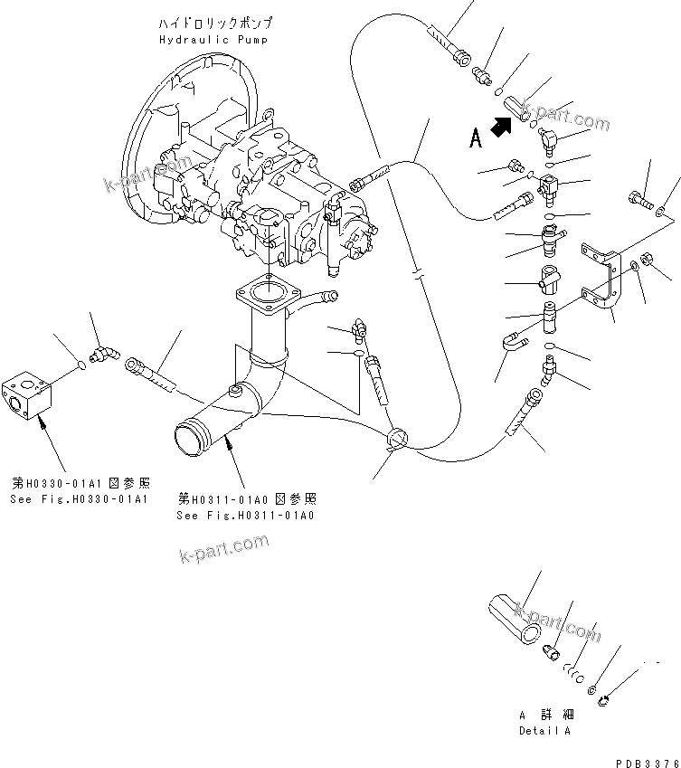 Komatsu parts book diagram for PC300-6Z S/N 30001-UP (Custom Spec.): SUCTION LINE (BY-PASS LINE) (COLD WEATHER B SPEC.)(#30001-32999)