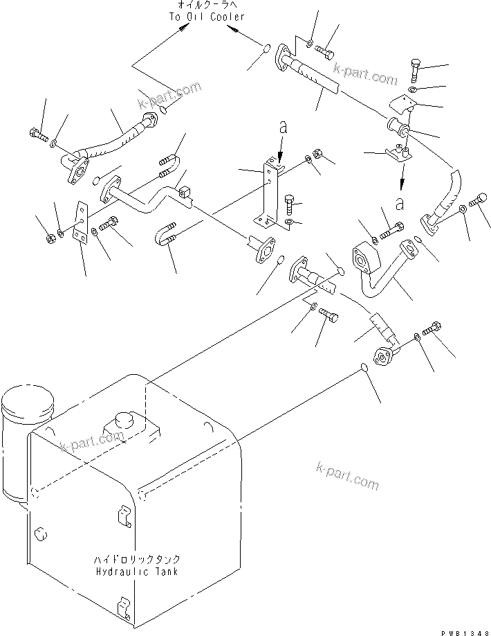 Komatsu parts book diagram for PC300-6Z S/N 30001-UP (Custom Spec.): OIL COOLER LINES