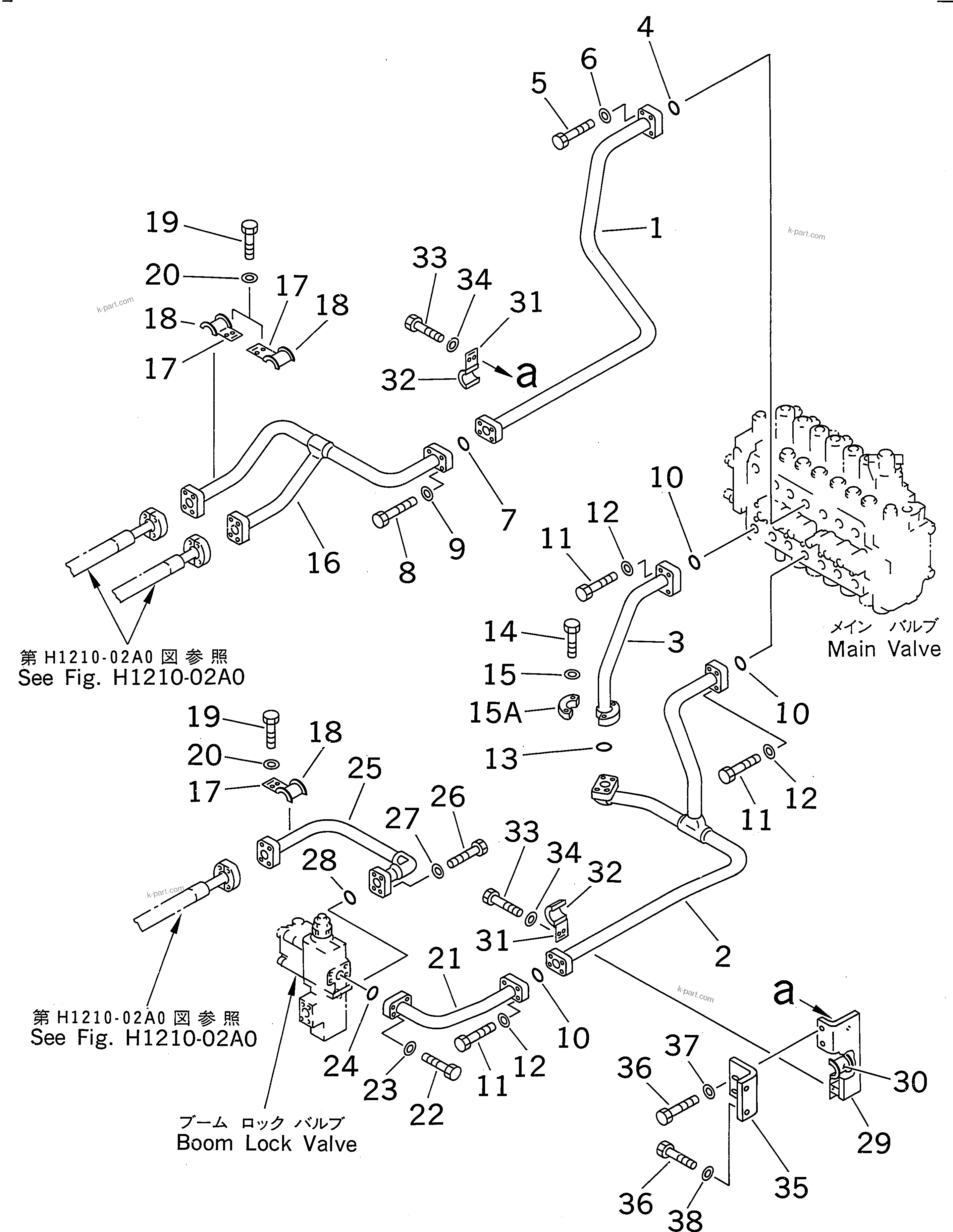 Komatsu parts book diagram for PC300-6Z S/N 30001-UP (Custom Spec.): BOOM LINE (VALVE BOOM LINE) (WITH DRIFT PRIVENTIVE)(#30001-32999)
