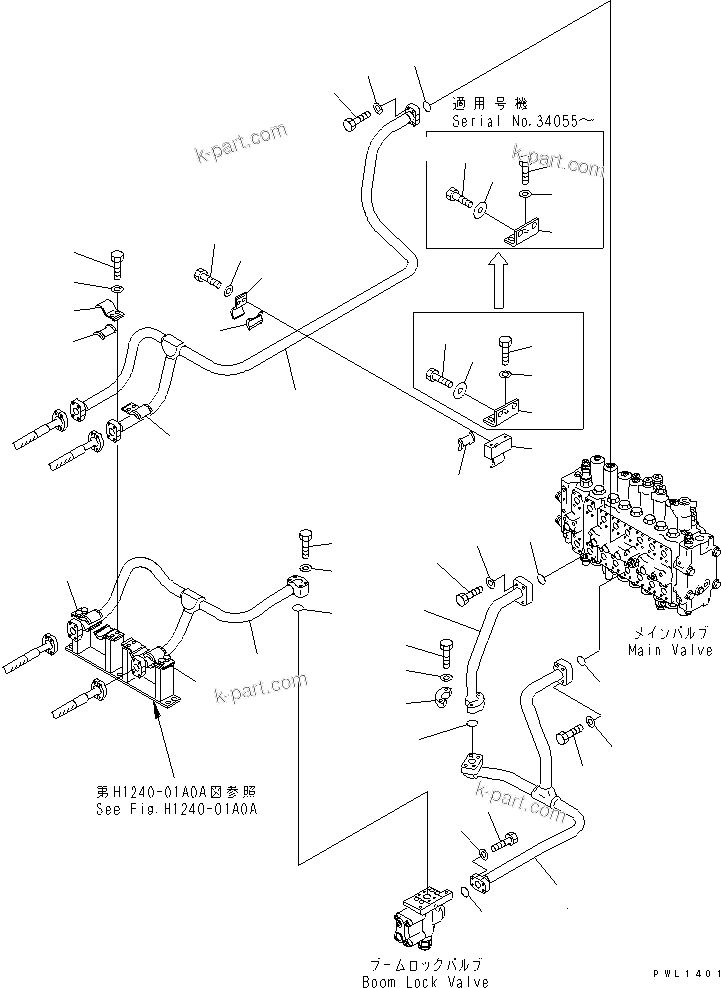 Komatsu parts book diagram for PC300-6Z S/N 30001-UP (Custom Spec.): BOOM LINE (VALVE BOOM LINE) (WITH DRIFT PRIVENTIVE)(#33466-)