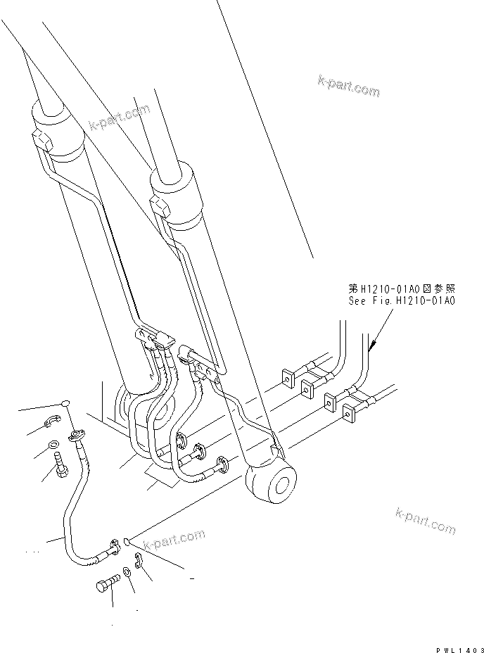 Komatsu parts book diagram for PC300-6Z S/N 30001-UP (Custom Spec.): BOOM LINE (VALVE BOOM HOSE)