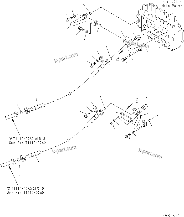 Komatsu parts book diagram for PC300-6Z S/N 30001-UP (Custom Spec.): ARM AND BUCKET LINE (VALVE ARM LINE)