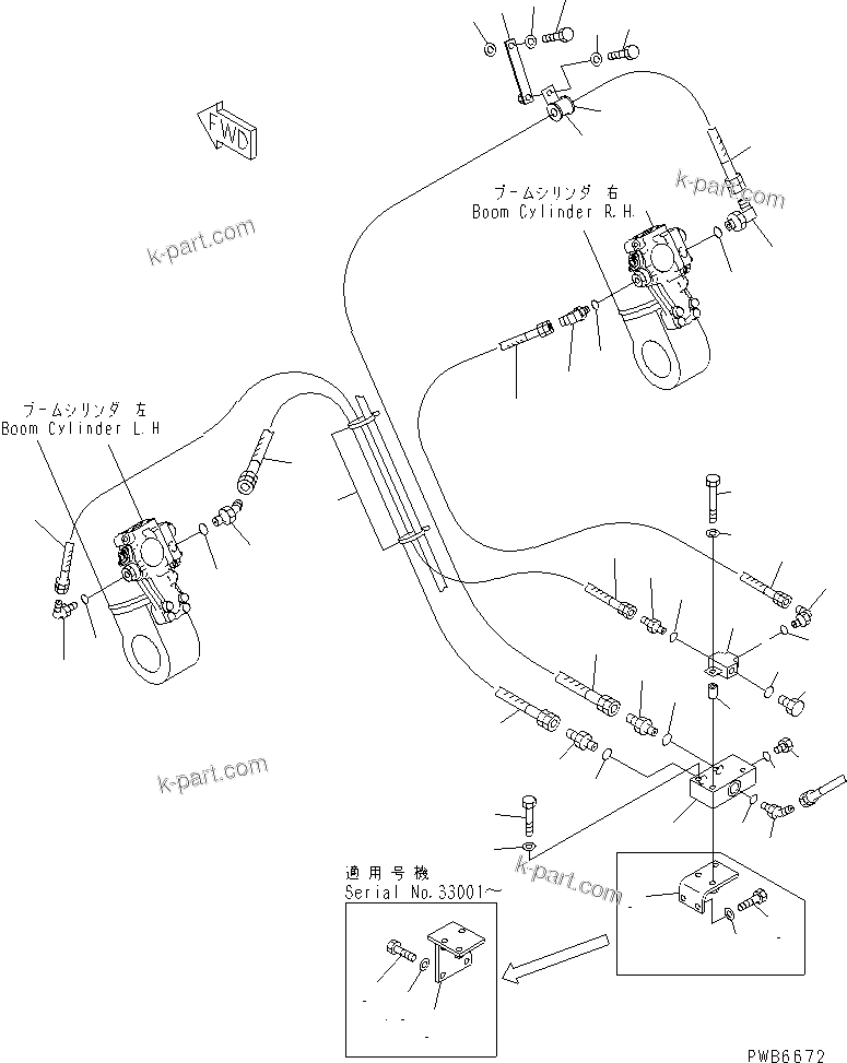 Komatsu parts book diagram for PC300-6Z S/N 30001-UP (Custom Spec.): BOOM BURST VALVE(#30850-)