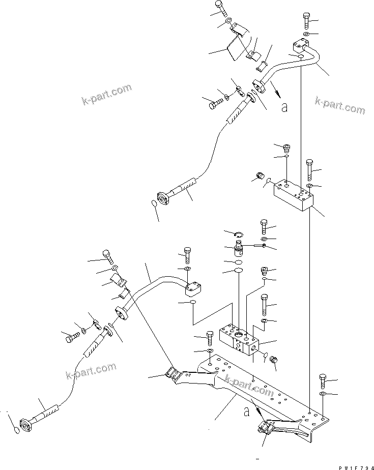 Komatsu parts book diagram for PC300-6Z S/N 30001-UP (Custom Spec.): ATTACHMENT LINE (2 ACTUATOR) (CROSS VALVE AND BRACKET)(#34222-)