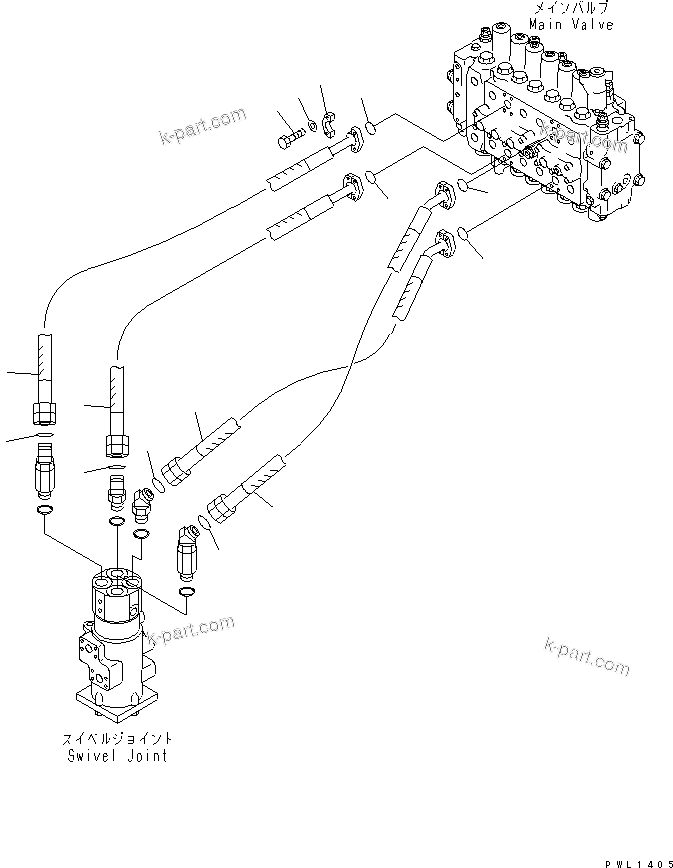 Komatsu parts book diagram for PC300-6Z S/N 30001-UP (Custom Spec.): TRAVEL LINE(#33466-)