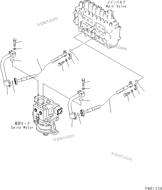 Komatsu parts book diagram for PC300-6Z S/N 30001-UP (Custom Spec.): SWING LINE(#30001-32999)