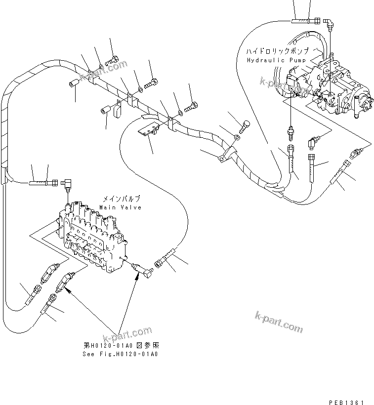 Komatsu parts book diagram for PC300-6Z S/N 30001-UP (Custom Spec.): LS LINE (PUMP TO VALVE)(#30001-32999)