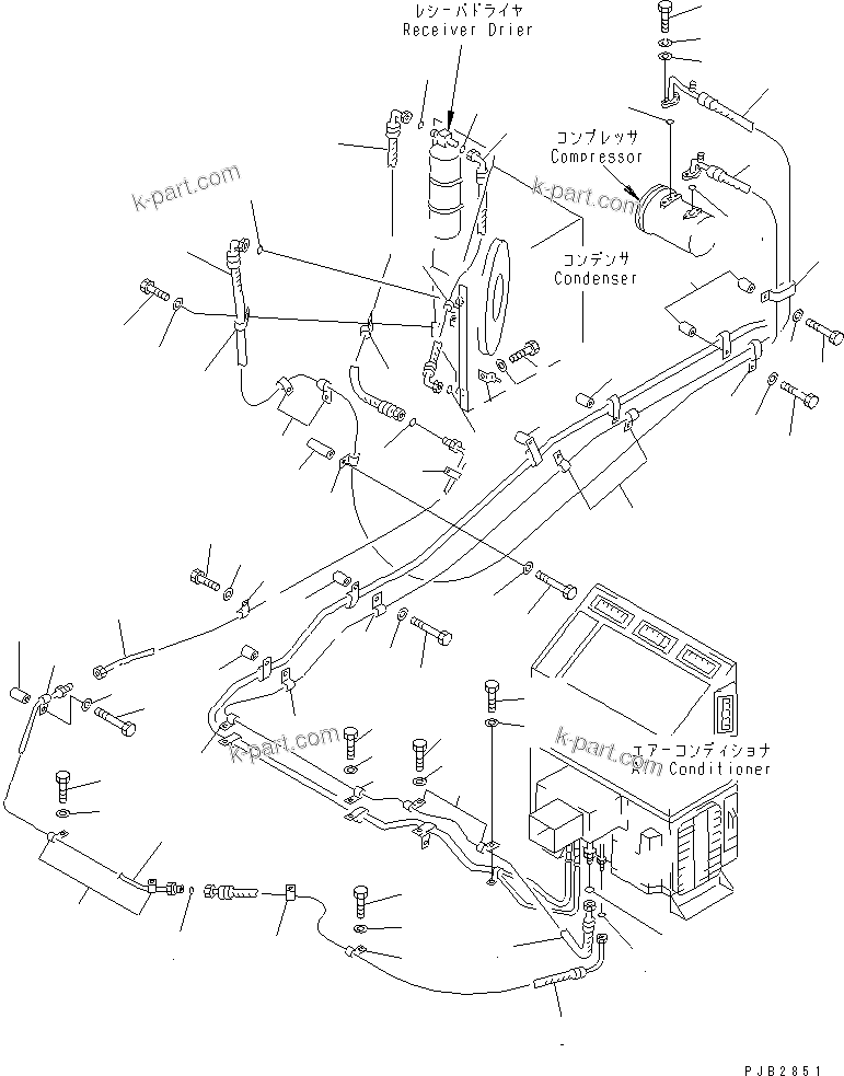 Komatsu parts book diagram for PC300-6Z S/N 30001-UP (Custom Spec.): AIR CONDITIONER (COOLING LINES)(#30139-32999)