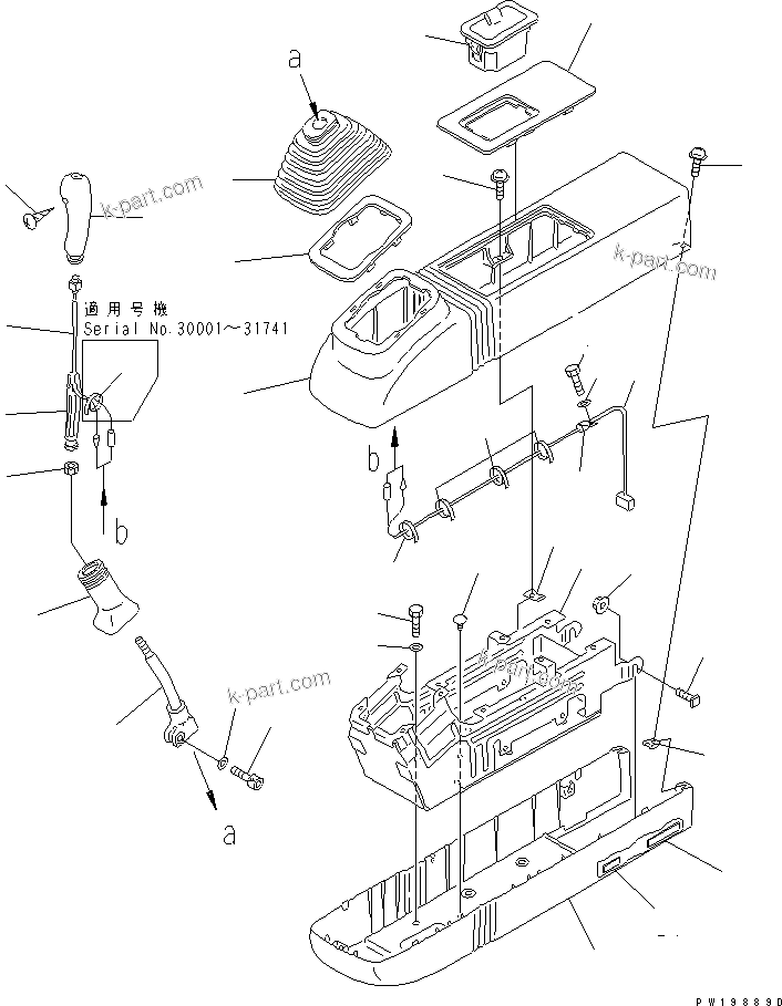 Komatsu parts book diagram for PC300-6Z S/N 30001-UP (Custom Spec.): FLOOR FRAME (LEFT STAND) (LEVER L.H. AND HARNESS)(#30638-)