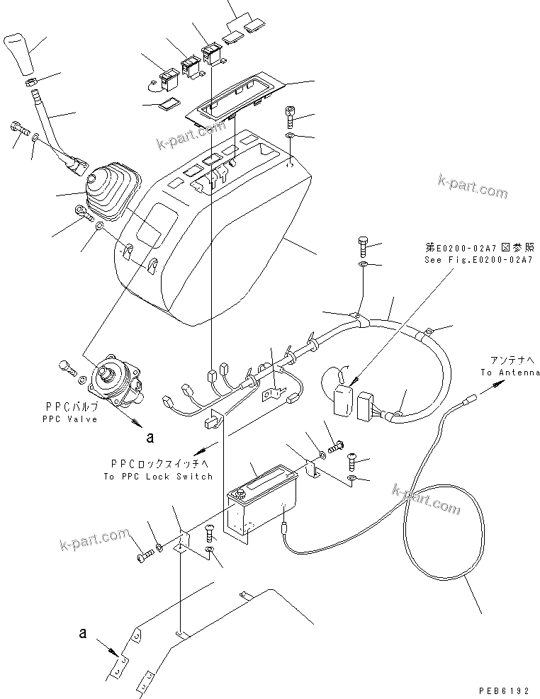 Komatsu parts book diagram for PC300-6Z S/N 30001-UP (Custom Spec.): FLOOR FRAME (LEFT STAND) (LEVER L.H. AND HARNESS) (WITH RADIO)(#30638-32999)