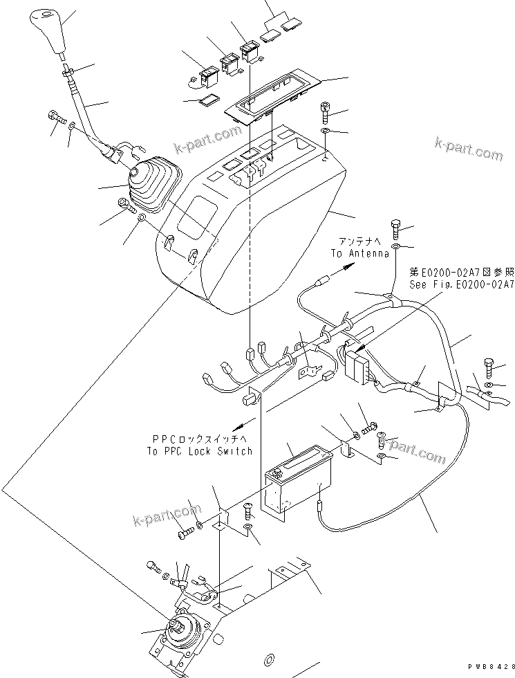 Komatsu parts book diagram for PC300-6Z S/N 30001-UP (Custom Spec.): FLOOR FRAME (LEFT STAND) (LEVER L.H. AND HARNESS) (WITH ONE TOUCH DECEL)(#33001-)
