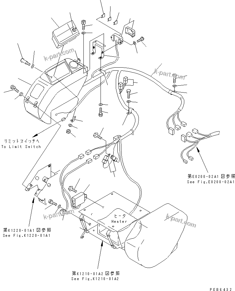 Komatsu parts book diagram for PC300-6Z S/N 30001-UP (Custom Spec.): FLOOR FRAME (RIGHT STAND) (PANEL AND HARNESS) (WITH HEATER)(#30638-32999)