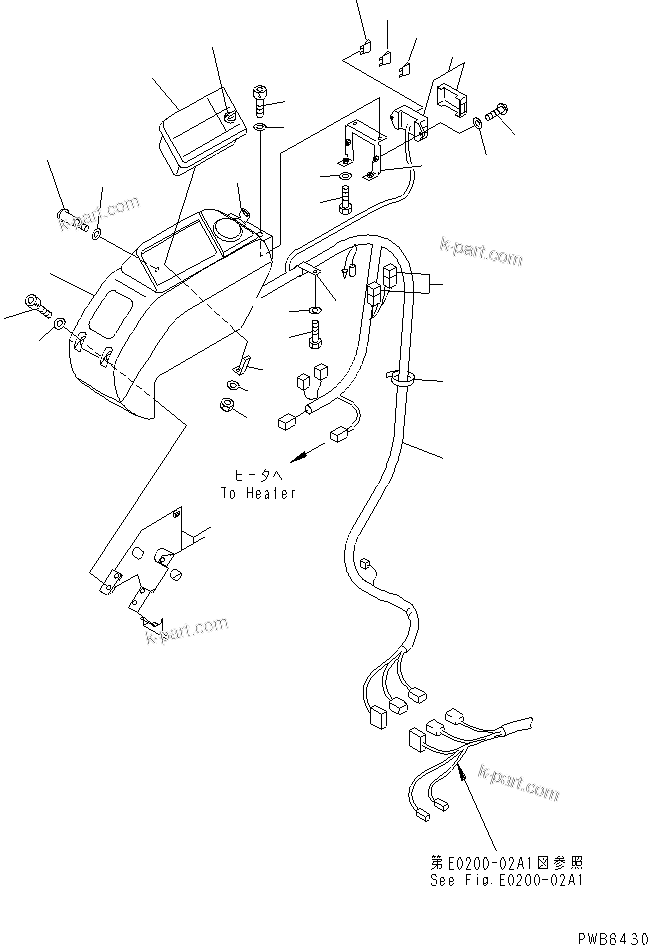 Komatsu parts book diagram for PC300-6Z S/N 30001-UP (Custom Spec.): FLOOR FRAME (RIGHT STAND) (PANEL AND HARNESS) (WITH HEATER)(#33001-)