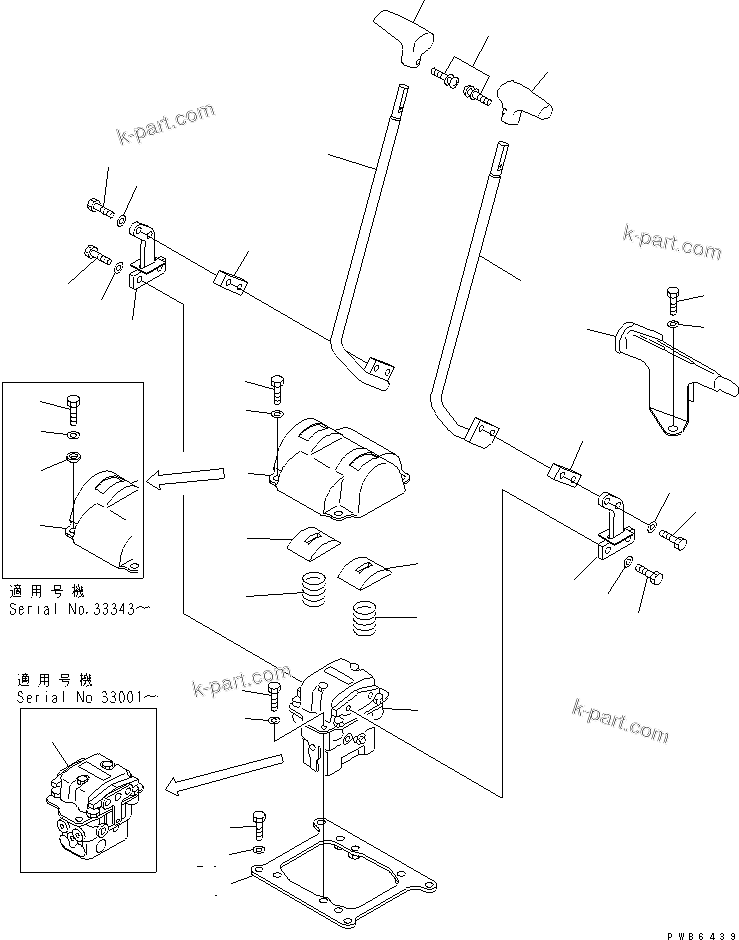 Komatsu parts book diagram for PC300-6Z S/N 30001-UP (Custom Spec.): FLOOR FRAME (TRAVEL LEVER) (1 ACTUATOR) (WIHOUT PEDAL)(#30638-34109)