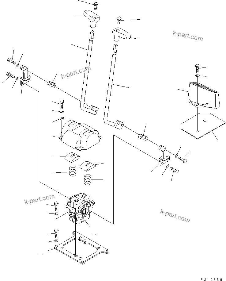 Komatsu parts book diagram for PC300-6Z S/N 30001-UP (Custom Spec.): FLOOR FRAME (TRAVEL LEVER) (1 ACTUATOR) (WIHOUT PEDAL)(#34110-)