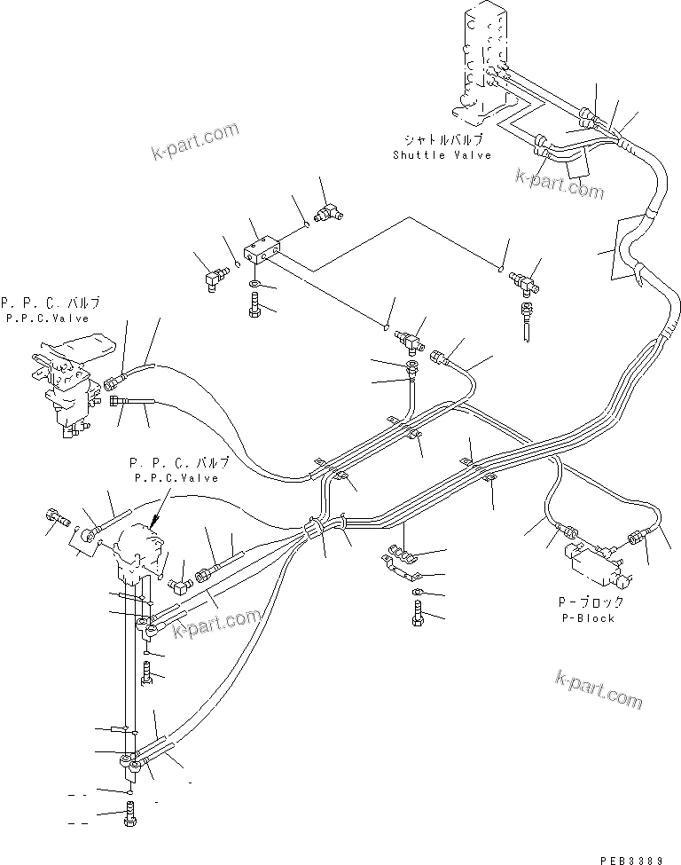 Komatsu parts book diagram for PC300-6Z S/N 30001-UP (Custom Spec.): FLOOR FRAME (PPC TRAVEL LINE) (2 ACTUATOR)(#30638-32999)