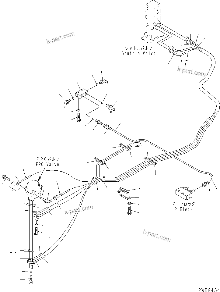 Komatsu parts book diagram for PC300-6Z S/N 30001-UP (Custom Spec.): FLOOR FRAME (PPC TRAVEL LINE) (1 ACTUATOR)(#33001-33465)