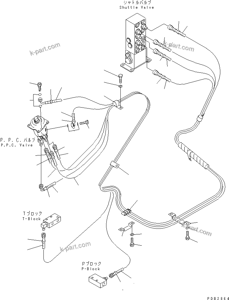 Komatsu parts book diagram for PC300-6Z S/N 30001-UP (Custom Spec.): FLOOR FRAME (PPC WORK LINE) (HOSE)(#30638-32999)
