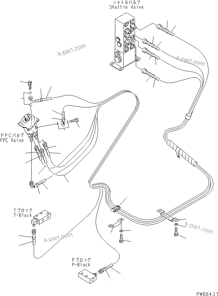 Komatsu parts book diagram for PC300-6Z S/N 30001-UP (Custom Spec.): FLOOR FRAME (PPC WORK LINE) (HOSE)(#33001-33465)
