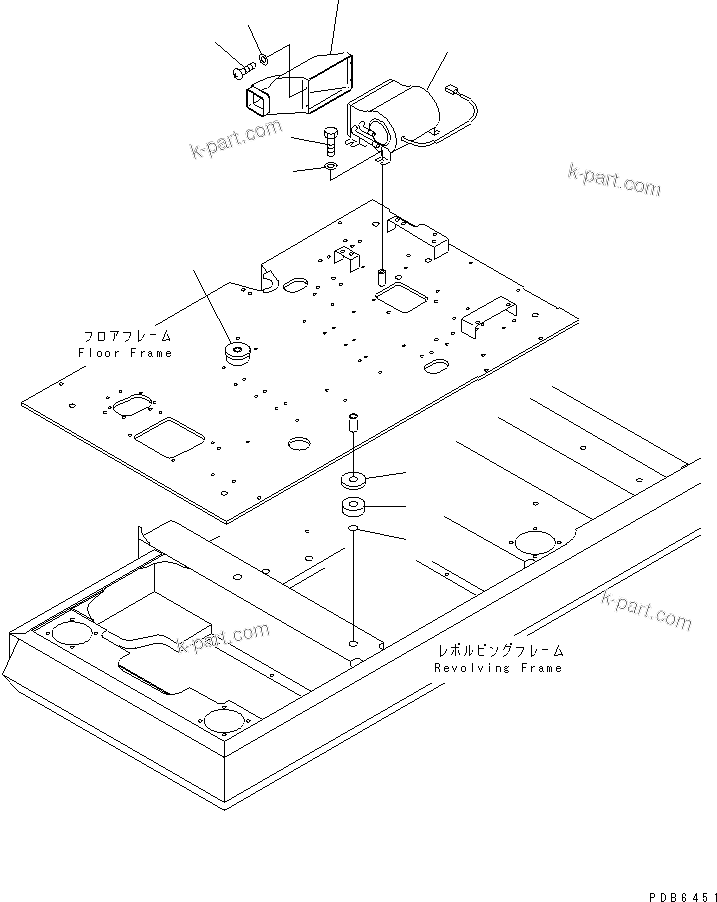 Komatsu parts book diagram for PC300-6Z S/N 30001-UP (Custom Spec.): FLOOR FRAME (HEATER AND CUSHION) (LARGE CAPACITY)(#30638-)