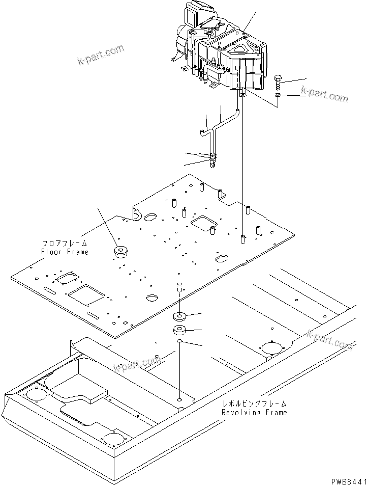 Komatsu parts book diagram for PC300-6Z S/N 30001-UP (Custom Spec.): FLOOR FRAME (AIR CONDITIONER AND CUSHION)(#33001-)