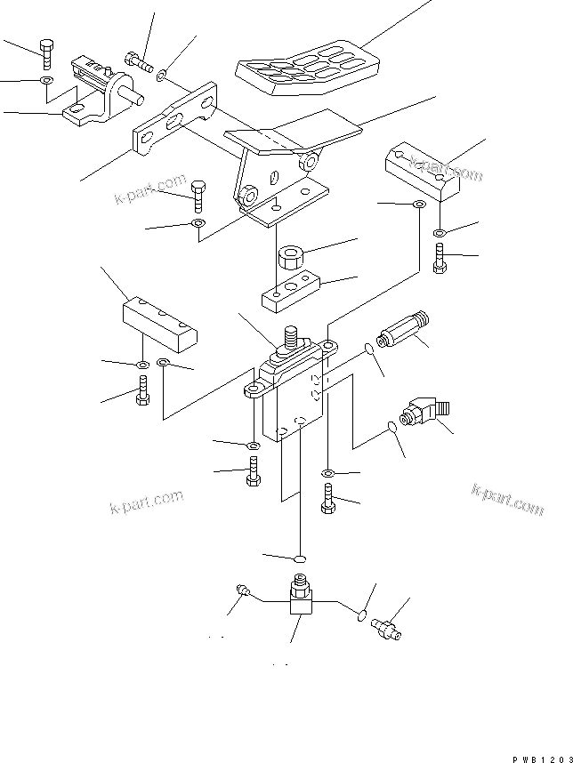 Komatsu parts book diagram for PC300-6Z S/N 30001-UP (Custom Spec.): ATTACHMENT CONTROL PEDAL (1 ACTUATOR)(#30001-30637)
