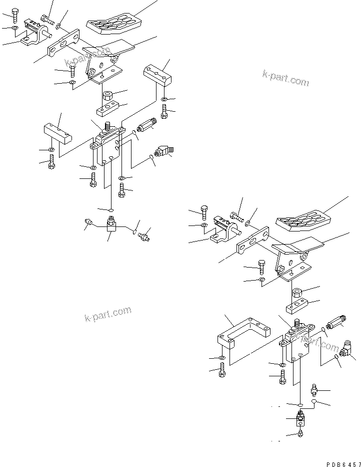 Komatsu parts book diagram for PC300-6Z S/N 30001-UP (Custom Spec.): FLOOR FRAME (ATTACHMENT CONTROL PEDAL) (2 ACTUATOR)(#30638-32999)