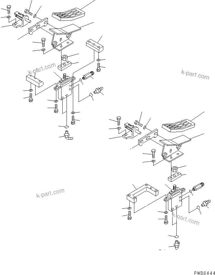 Komatsu parts book diagram for PC300-6Z S/N 30001-UP (Custom Spec.): FLOOR FRAME (ATTACHMENT CONTROL PEDAL) (2 ACTUATOR)(#33001-)