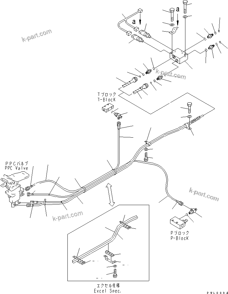 Komatsu parts book diagram for PC300-6Z S/N 30001-UP (Custom Spec.): ATTACHMENT LINE (PPC) (1 ACTUATOR) (KIT)(#30638-)