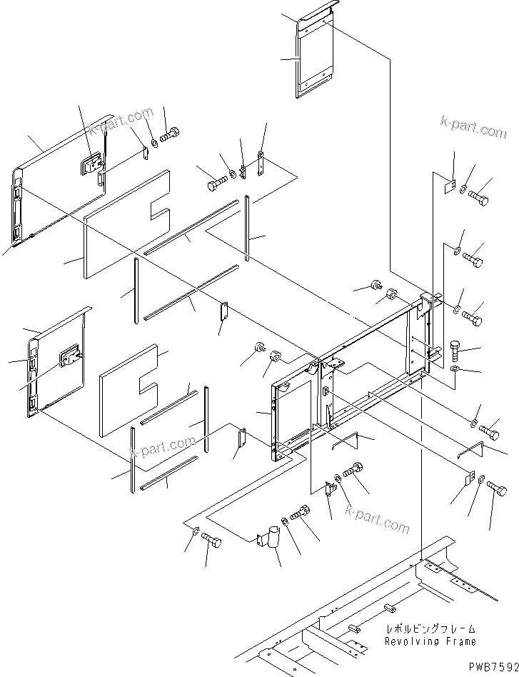 Komatsu parts book diagram for PC300-6Z S/N 30001-UP (Custom Spec.): RIGHT SIDE DOOR (MACHINE CAB)(#33001-33465)