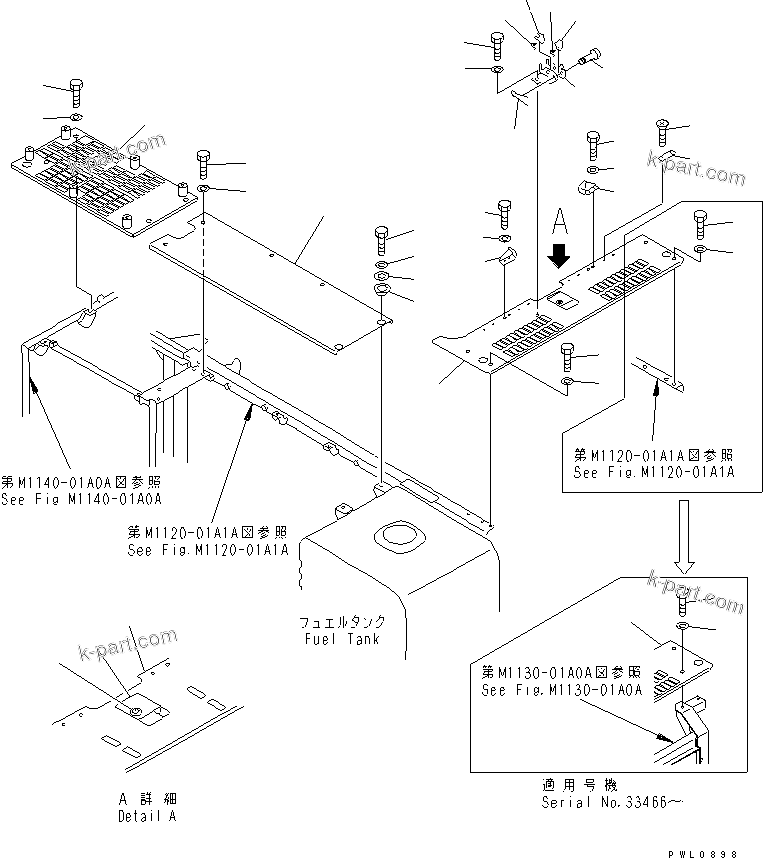 Komatsu parts book diagram for PC300-6Z S/N 30001-UP (Custom Spec.): COVER (UPPER) (MACHINE CAB) (COLD WEATHER A SPEC.)(#33001-)